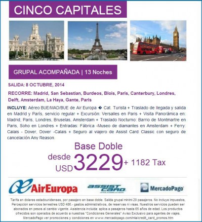 CINCO CAPITALES EUROPEAS:  Salida Grupal